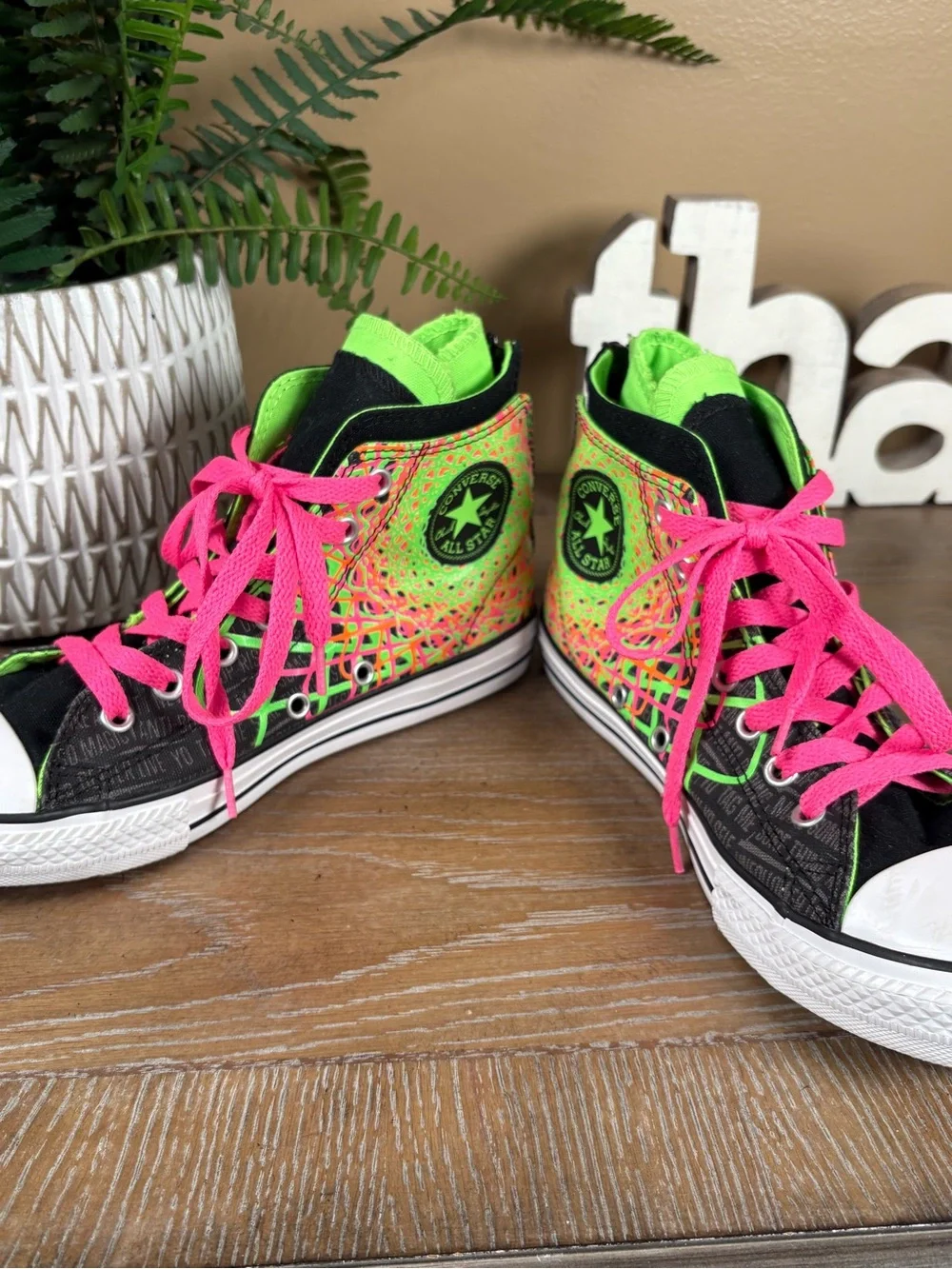 Converse Junior 4 Neon Double Chuck Taylor All Star 649963C Black / Green/pink